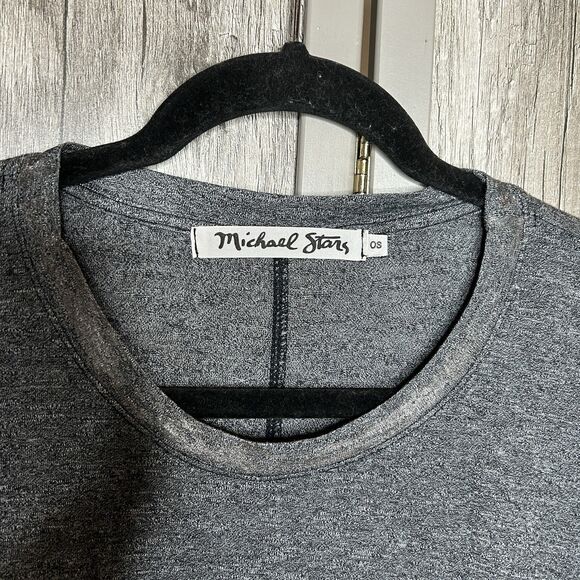 Michael Stars T Shirt One Size Gray Color Short Sleeves Silver Detail - Picture 2 of 5